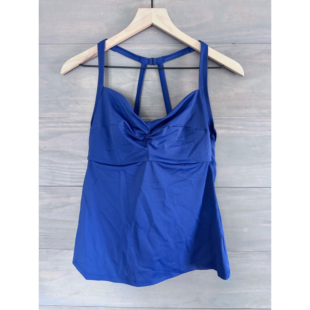 Title Nine‎ Pele Tankini Swim Top Blue Underwire Twisted Front 36C RN121896